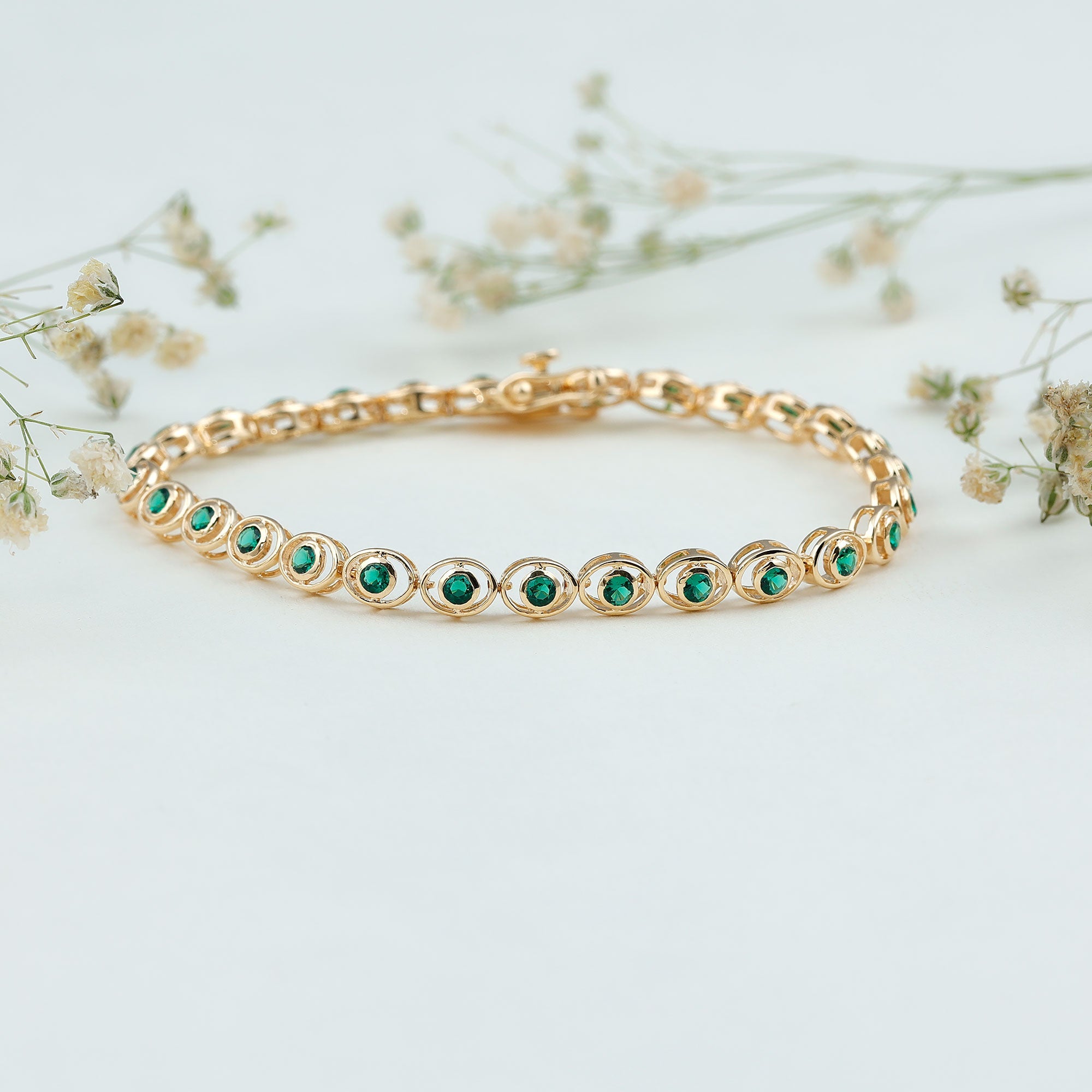 Emerald Tennis Bracelet - Lab Created Emeralds in Durable Bezel Setting Jewelry