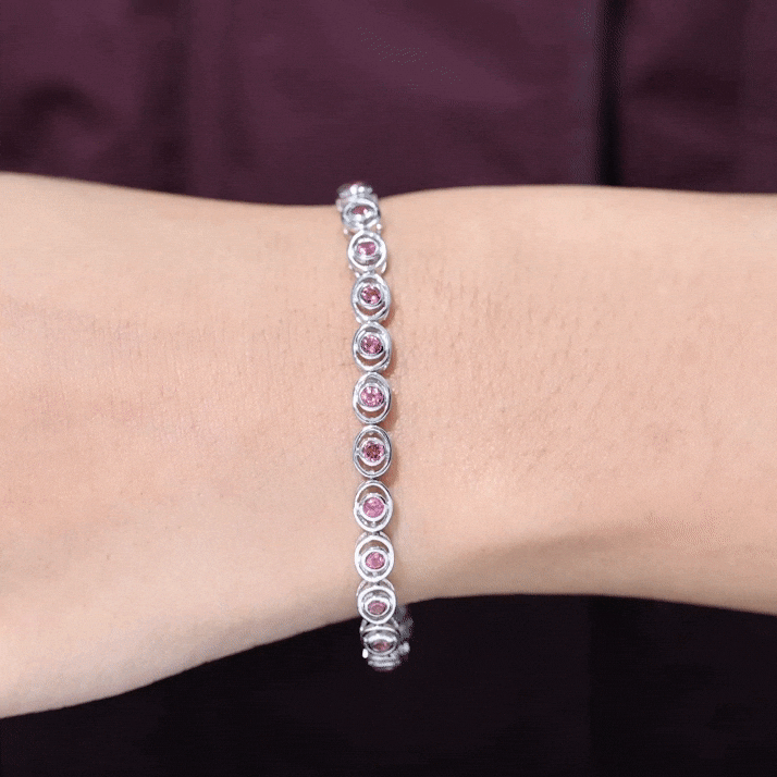 Pink Tourmaline Bracelet – Elegant Bezel Set Tennis Bracelet Women | AAA Quality Stones