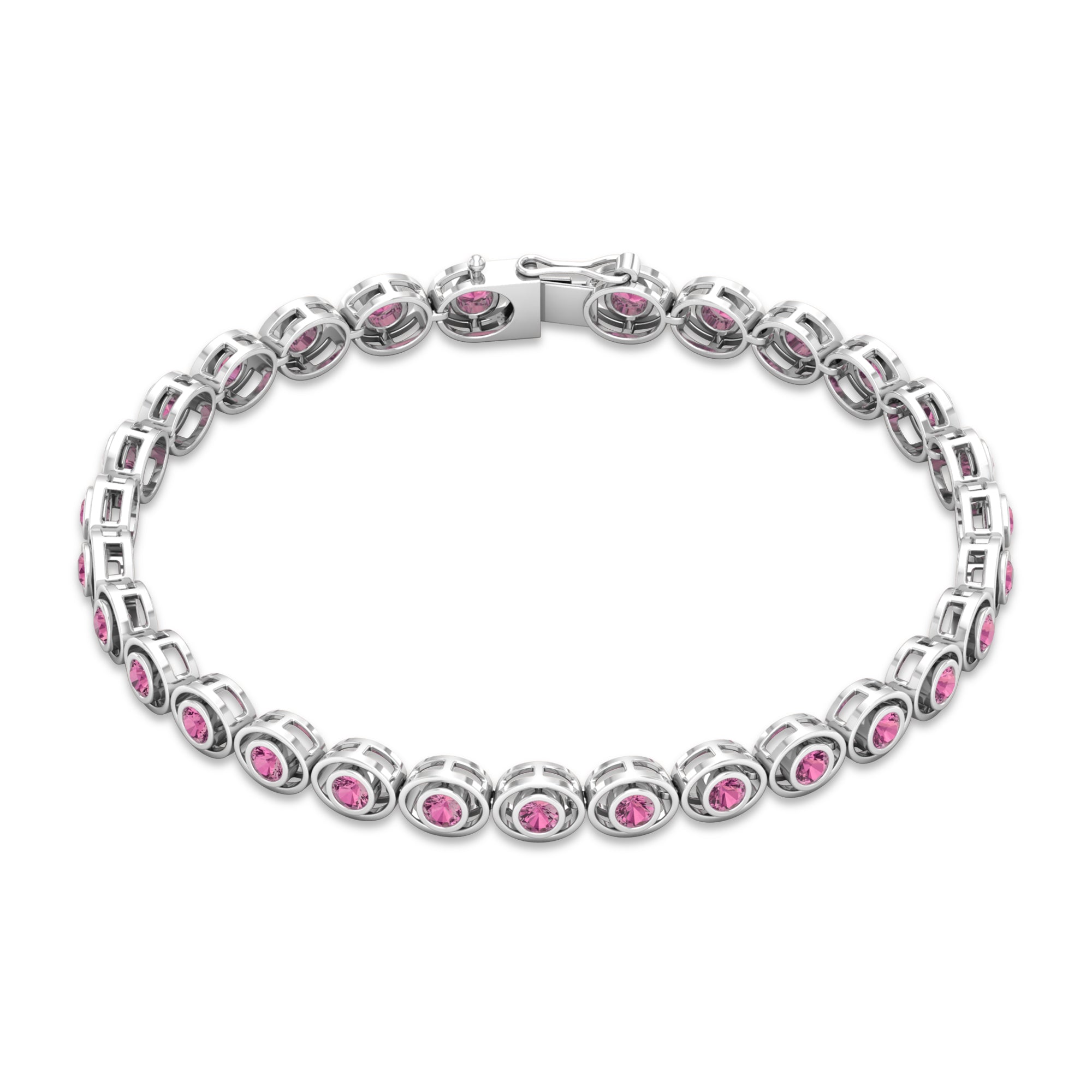 Pink Tourmaline Bracelet – Elegant Bezel Set Tennis Bracelet Women | AAA Quality Stones