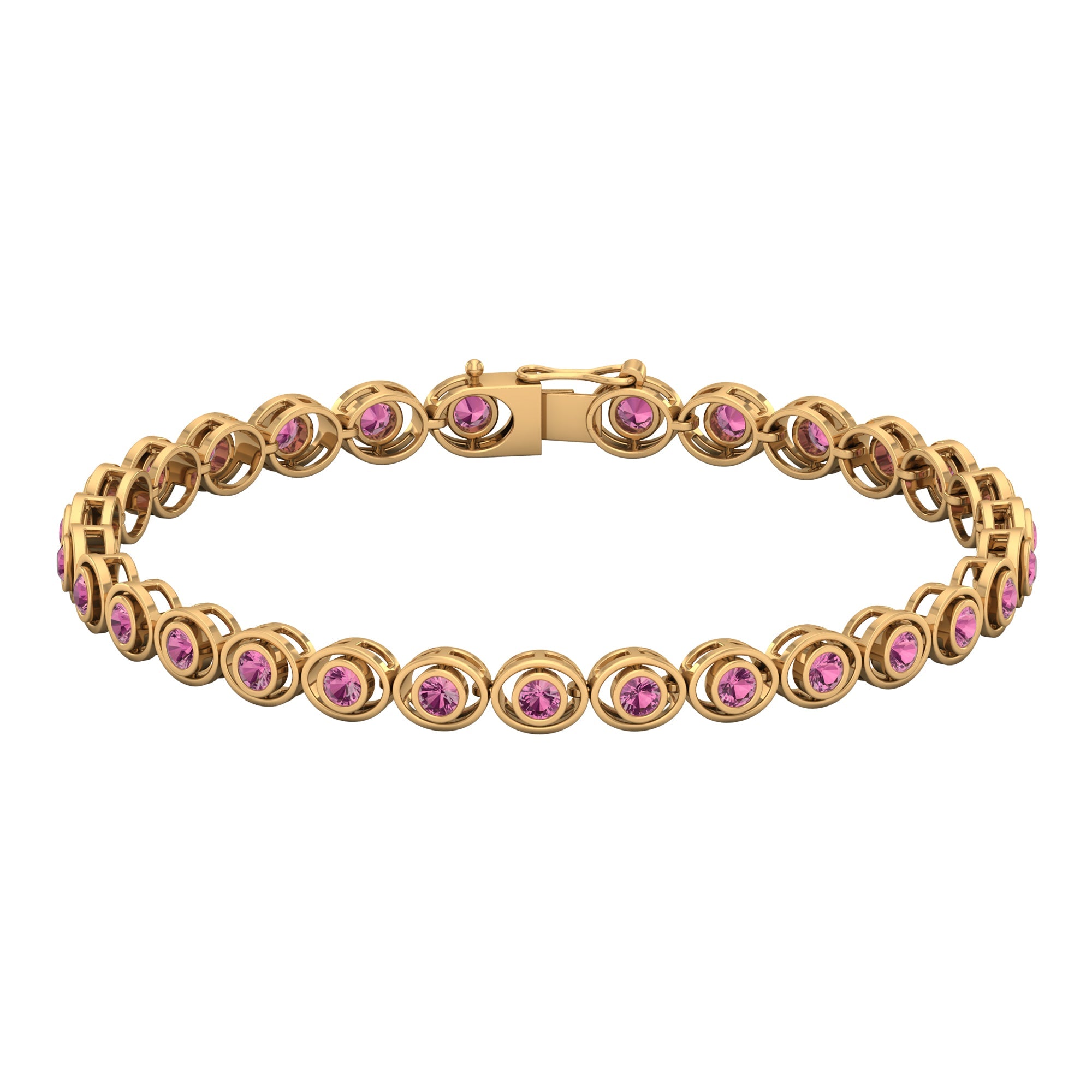 Pink Tourmaline Bracelet – Elegant Bezel Set Tennis Bracelet Women | AAA Quality Stones