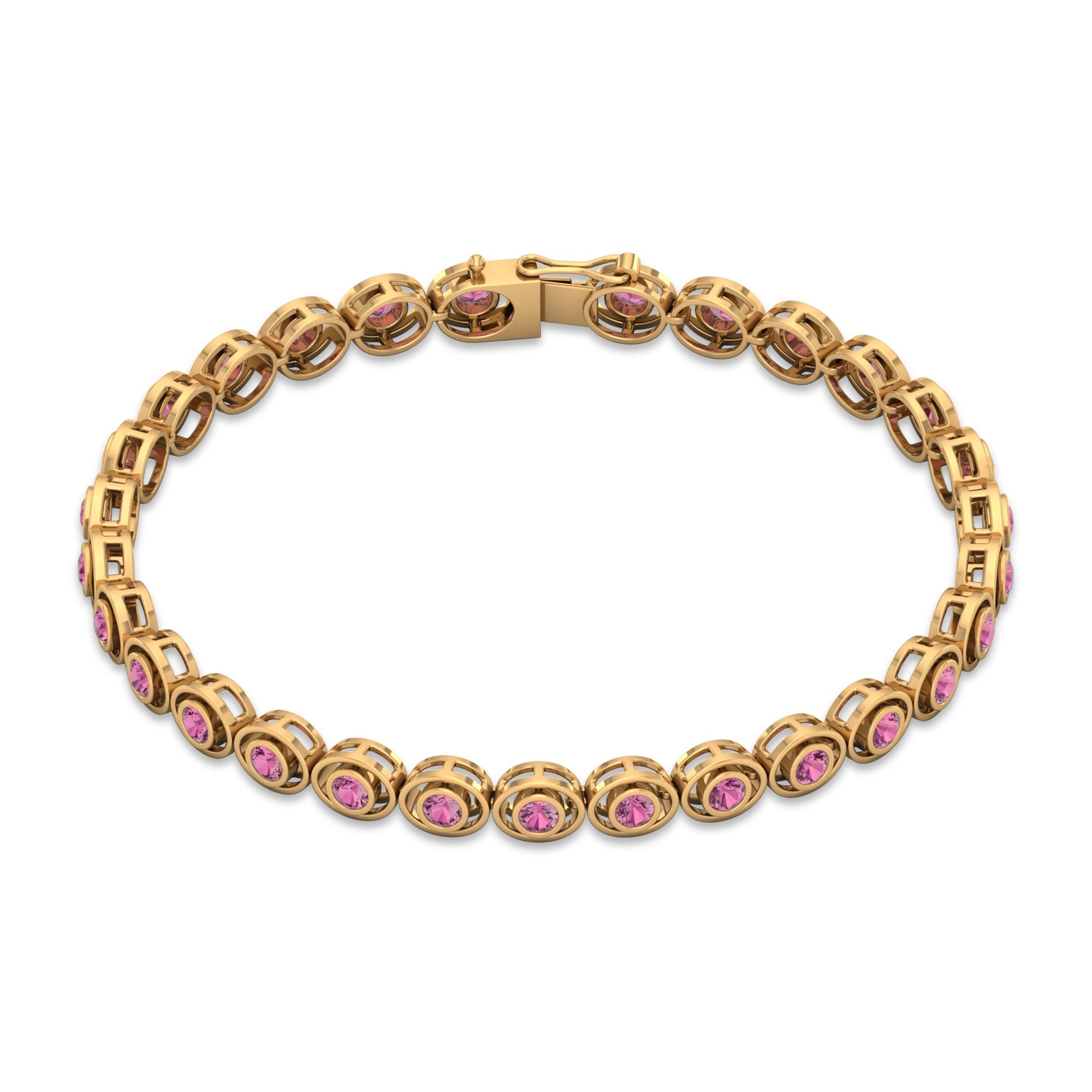 Pink Tourmaline Bracelet – Elegant Bezel Set Tennis Bracelet Women | AAA Quality Stones