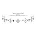 Garnet Flower Bracelet – Adjustable Bolo Chain with Beaded Floral Design