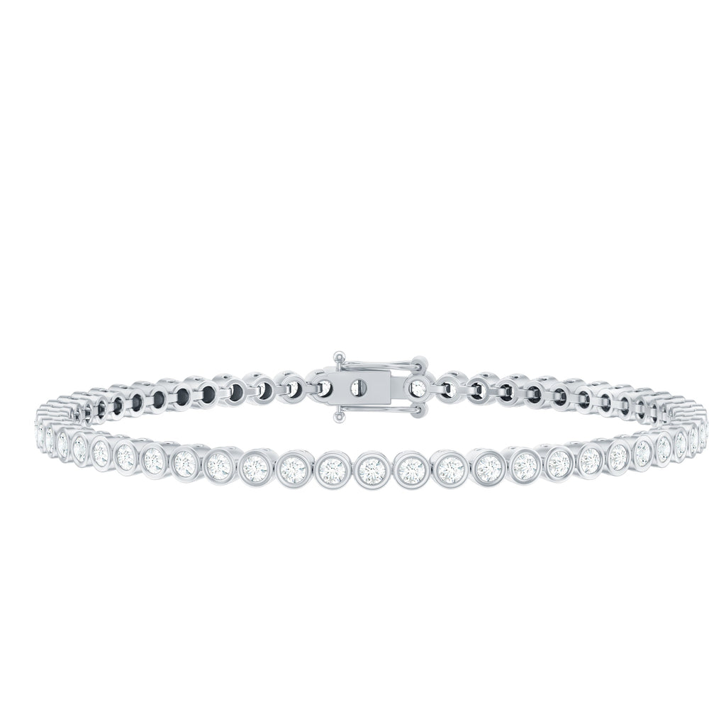 Moissanite Wedding Bracelet – Bezel Set Tennis Bracelet With Round Cut Stones