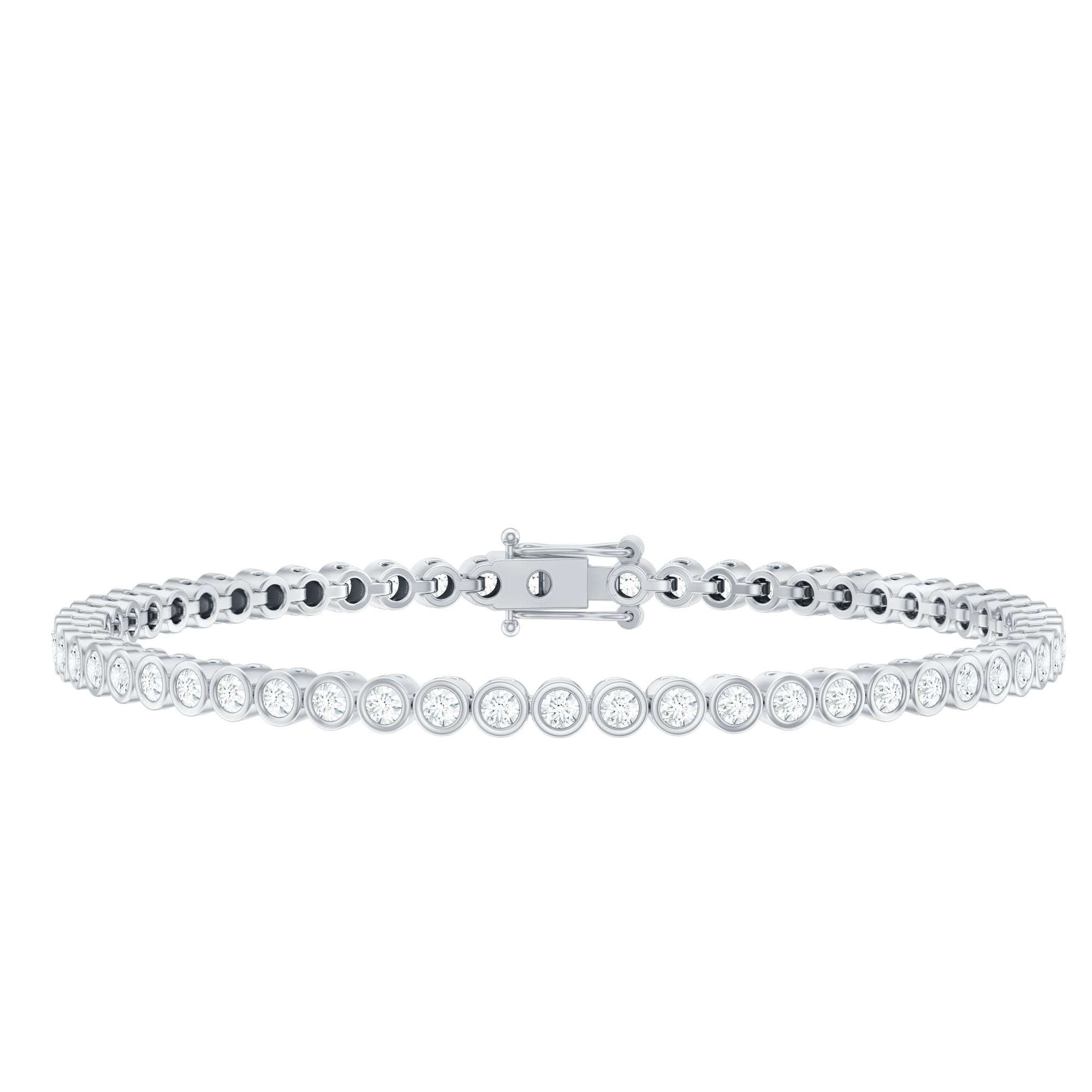 Moissanite Wedding Bracelet – Bezel Set Tennis Bracelet With Round Cut Stones