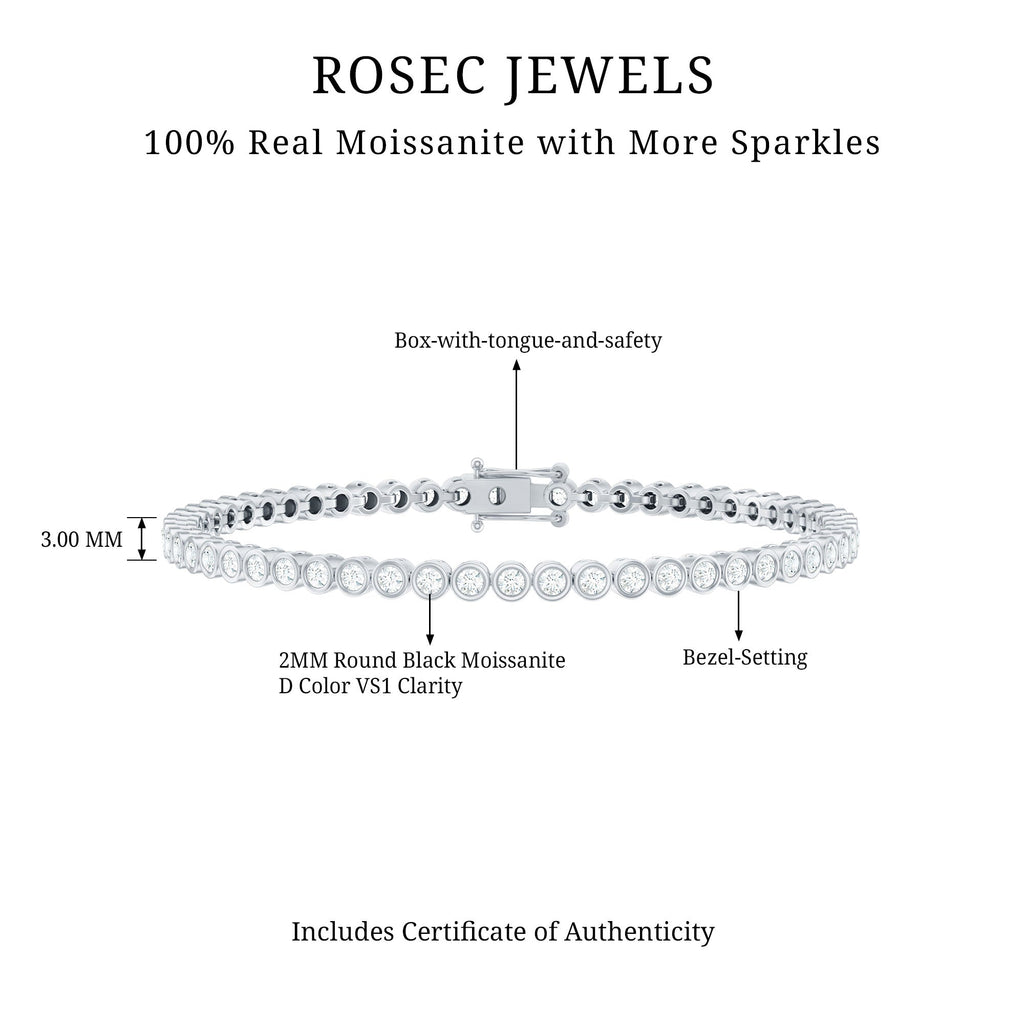 Moissanite Wedding Bracelet – Bezel Set Tennis Bracelet With Round Cut Stones