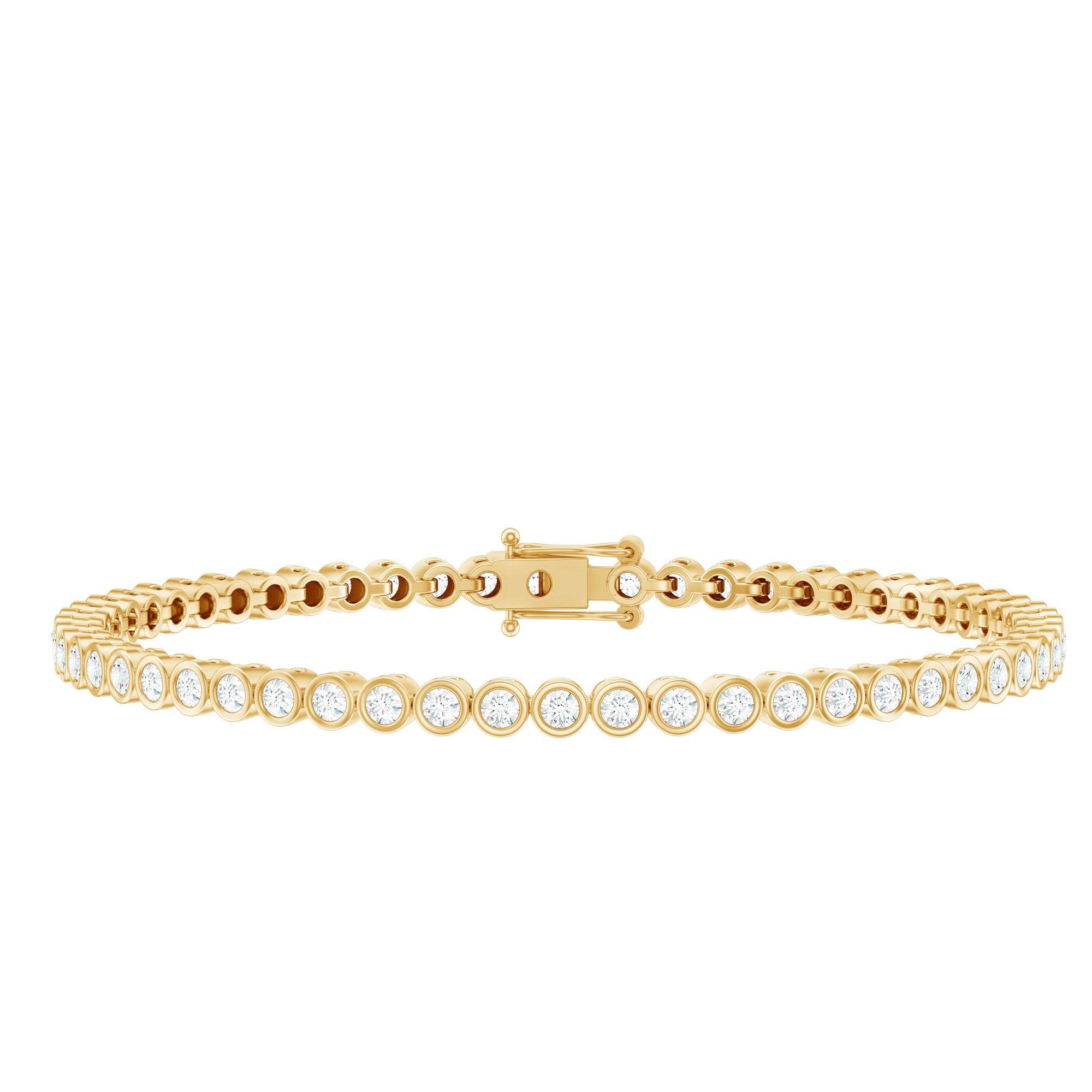 Moissanite Wedding Bracelet – Bezel Set Tennis Bracelet With Round Cut Stones