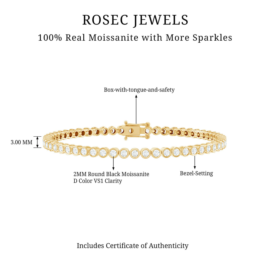 Moissanite Wedding Bracelet – Bezel Set Tennis Bracelet With Round Cut Stones