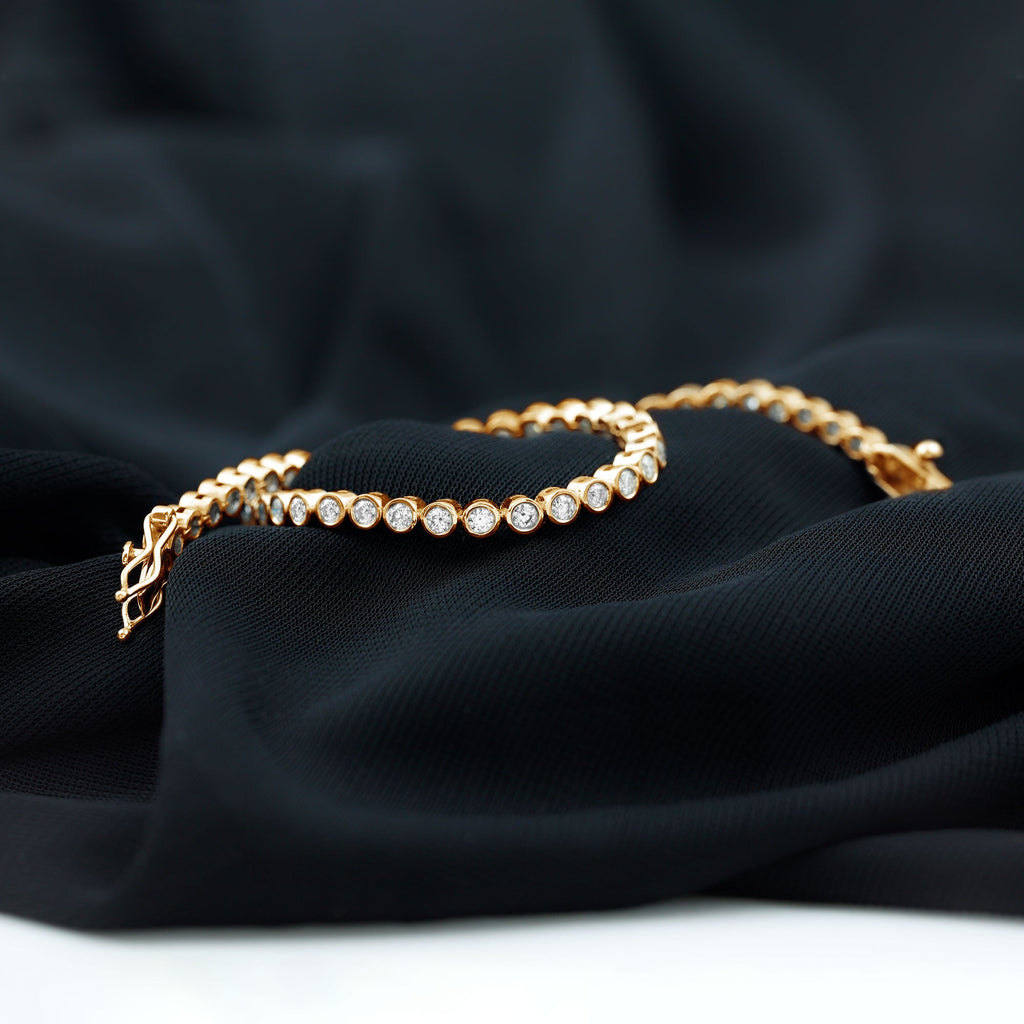 Moissanite Wedding Bracelet – Bezel Set Tennis Bracelet With Round Cut Stones