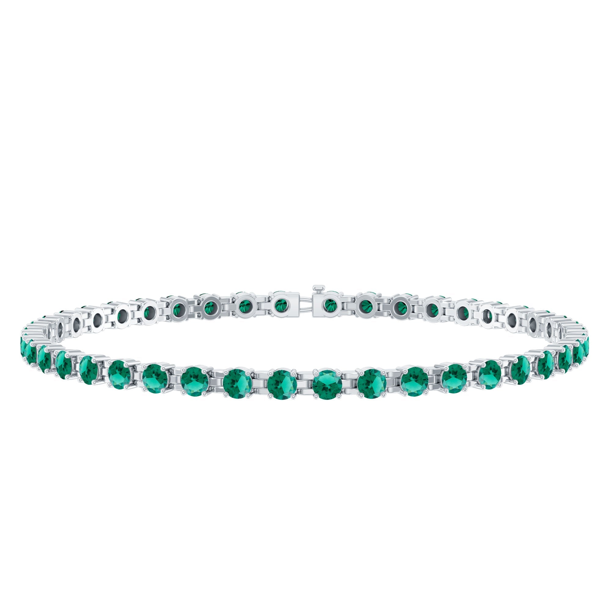 Lab Grown Emerald Bracelet – AAA Grade Tennis Bracelet With Sparkling Round Emeralds