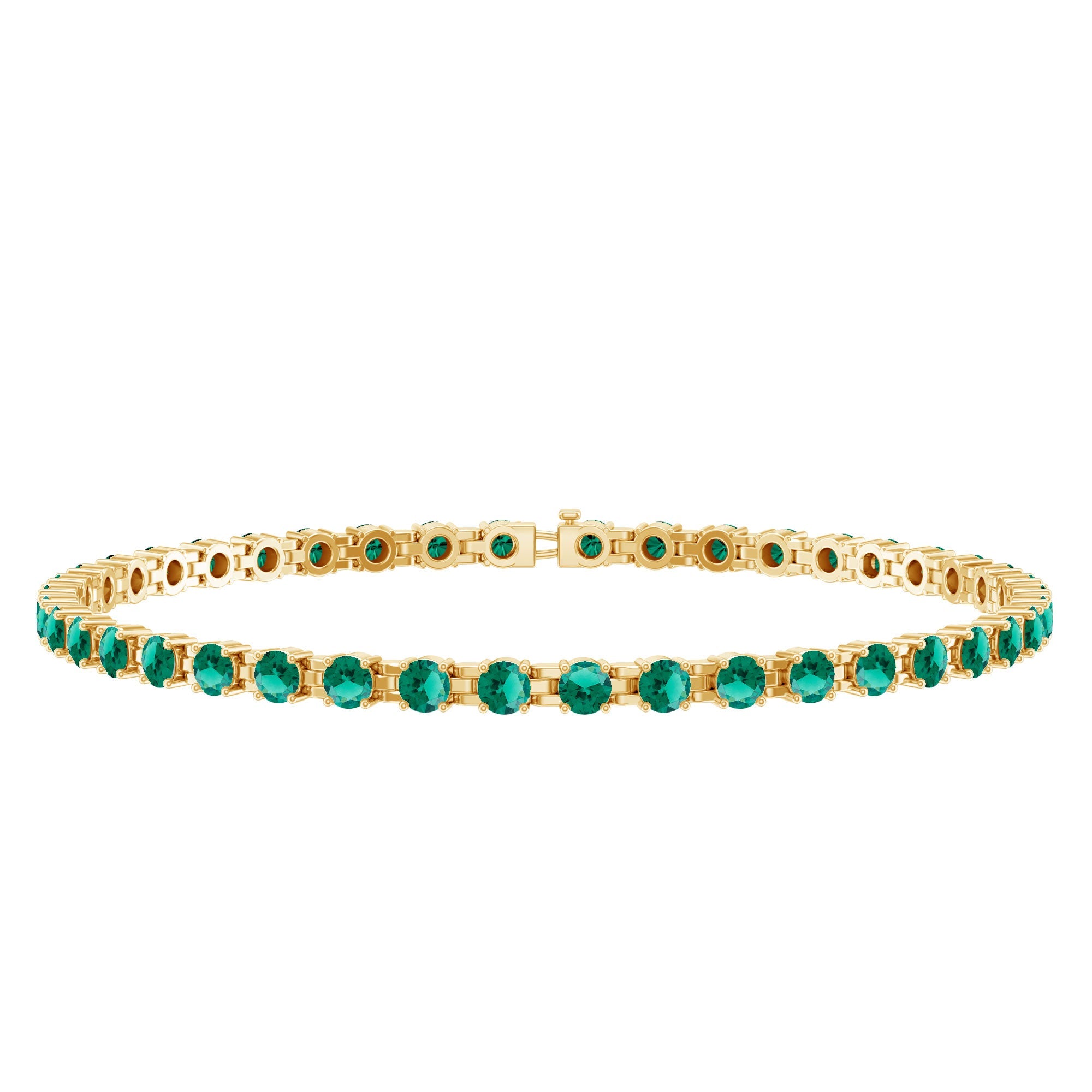 Lab Grown Emerald Bracelet – AAA Grade Tennis Bracelet With Sparkling Round Emeralds