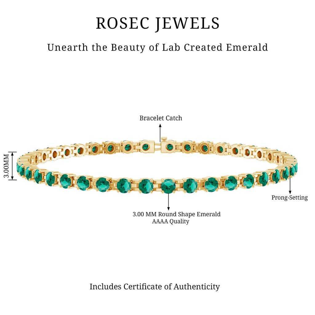 Lab Grown Emerald Bracelet – AAA Grade Tennis Bracelet With Sparkling Round Emeralds
