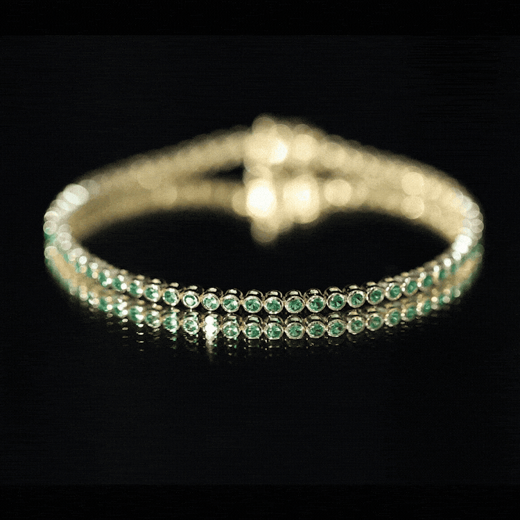 Emerald Tennis Bracelet - Bezel Set Lab Created Emeralds | Lightweight Elegant Wrist Jewelry