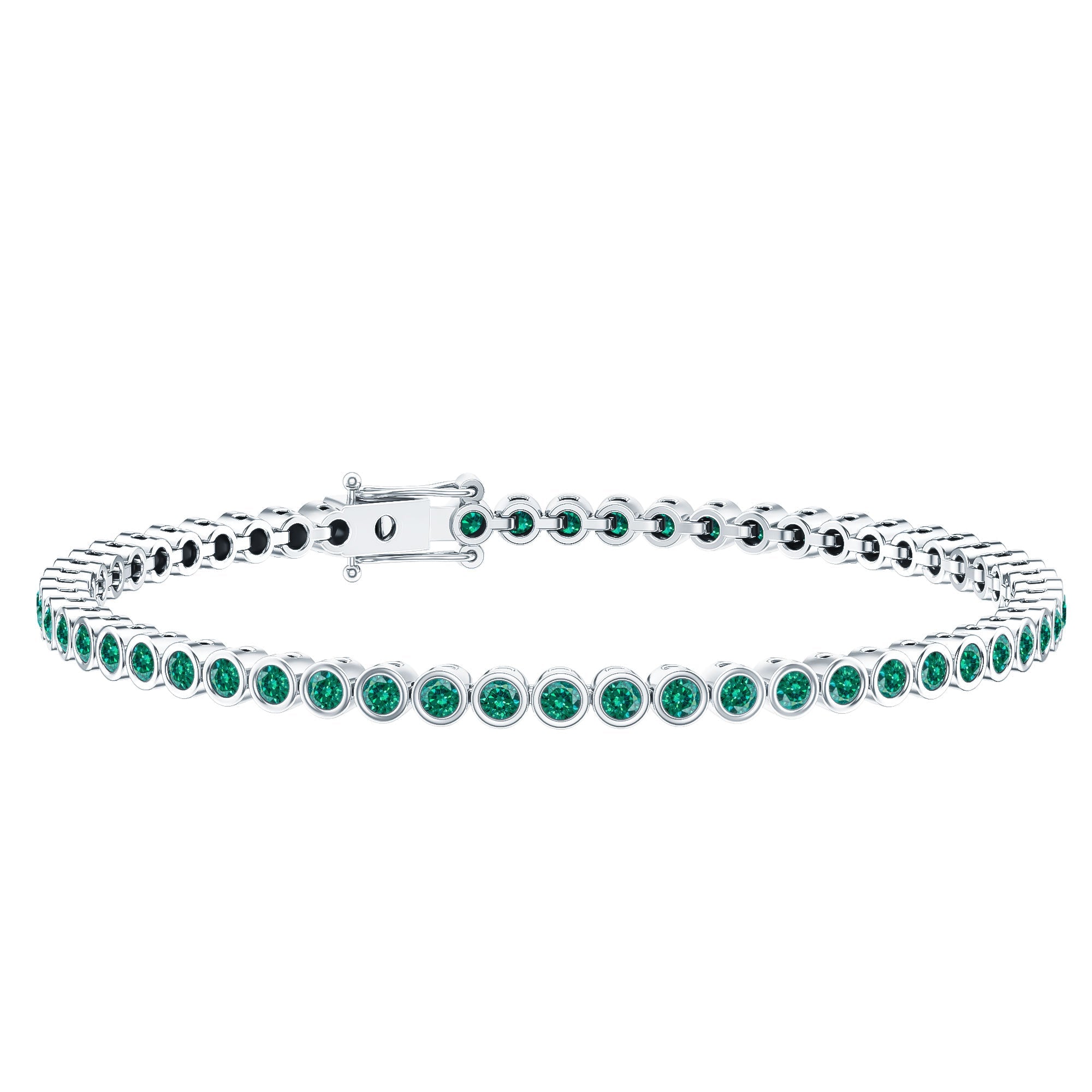 Emerald Tennis Bracelet - Bezel Set Lab Created Emeralds | Lightweight Elegant Wrist Jewelry