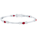Lab Grown Ruby Bracelet – Oval Ruby & Diamond Link Tennis With Box Clasp