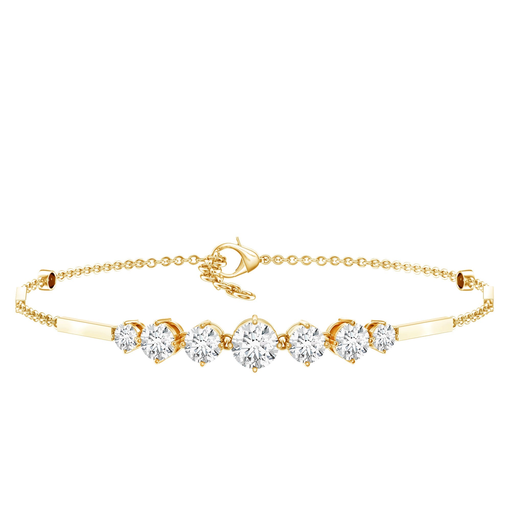 Moissanite Link Bracelet – Elegant Round Chain With Adjustable Lobster Clasp