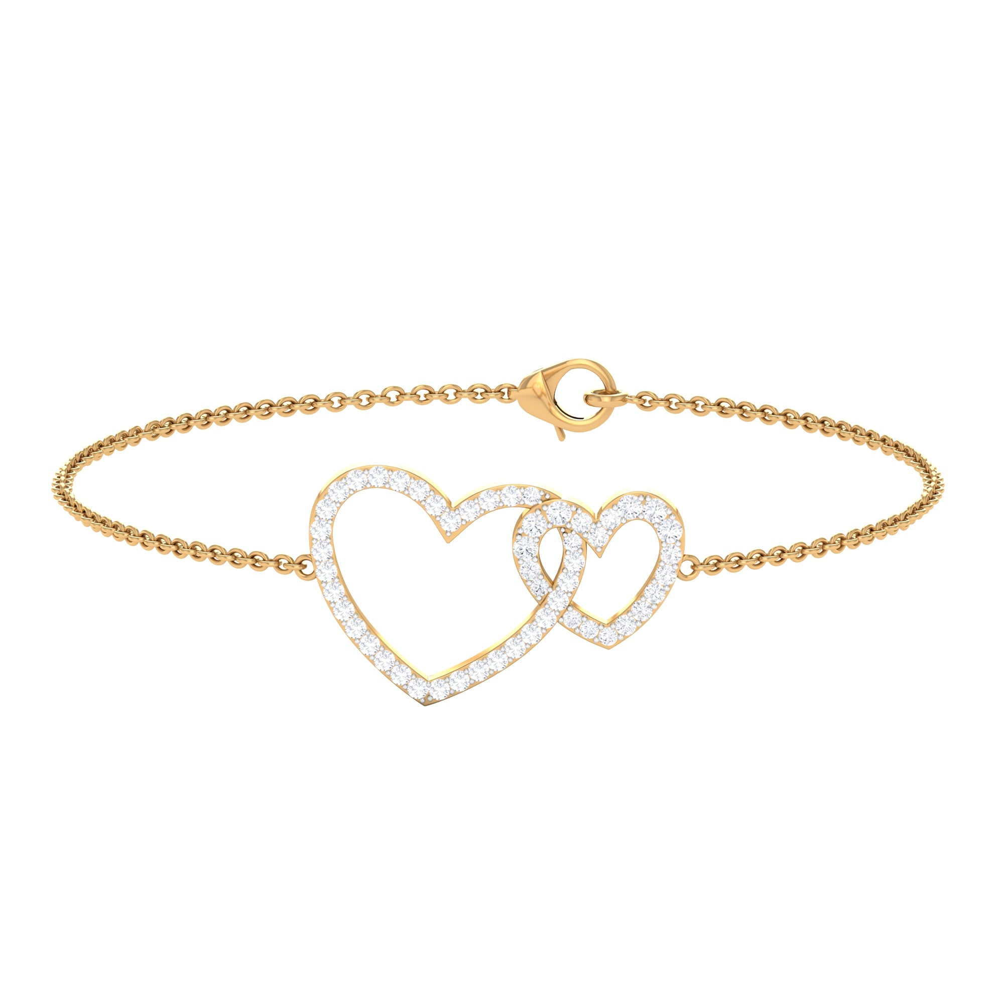 Natural Diamond Bracelet – Two Heart Design | Lightweight Symbolic Jewelry For Women