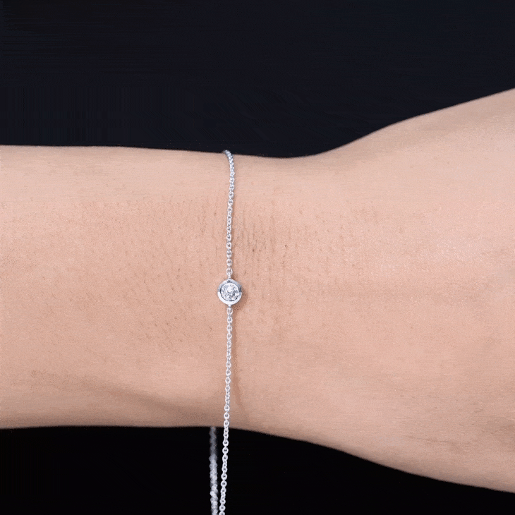 Diamond Chain Bracelet - Certified Bezel Setting Solitaire Round Diamond Jewelry