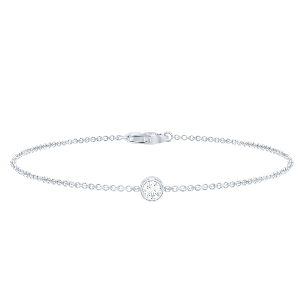 Diamond Chain Bracelet - Certified Bezel Setting Solitaire Round Diamond Jewelry