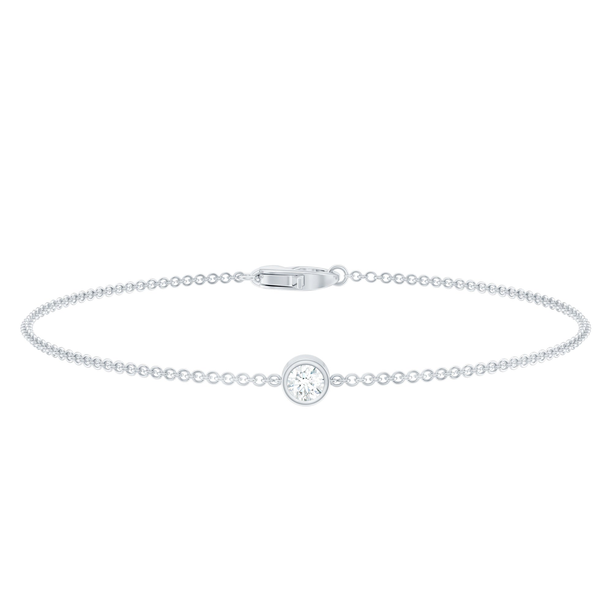 Diamond Chain Bracelet - Certified Bezel Setting Solitaire Round Diamond Jewelry