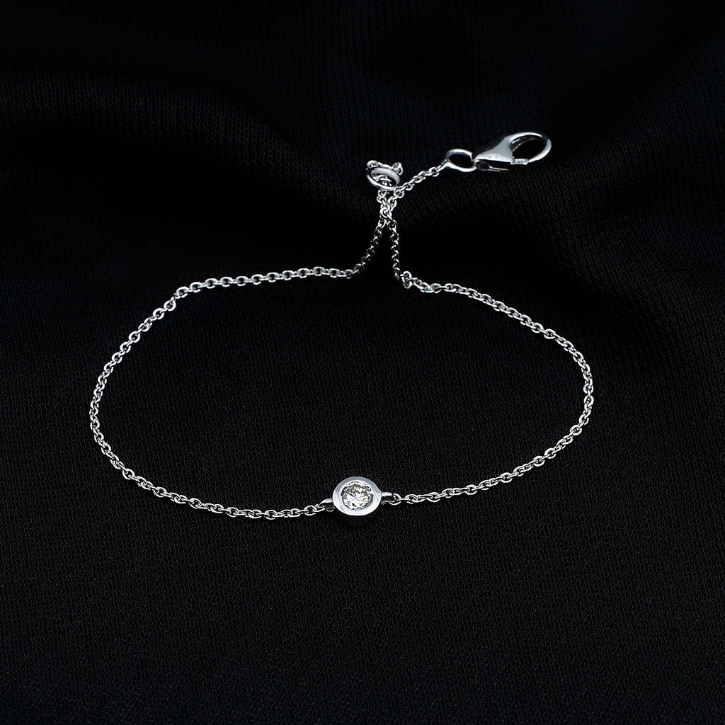 Diamond Chain Bracelet - Certified Bezel Setting Solitaire Round Diamond Jewelry