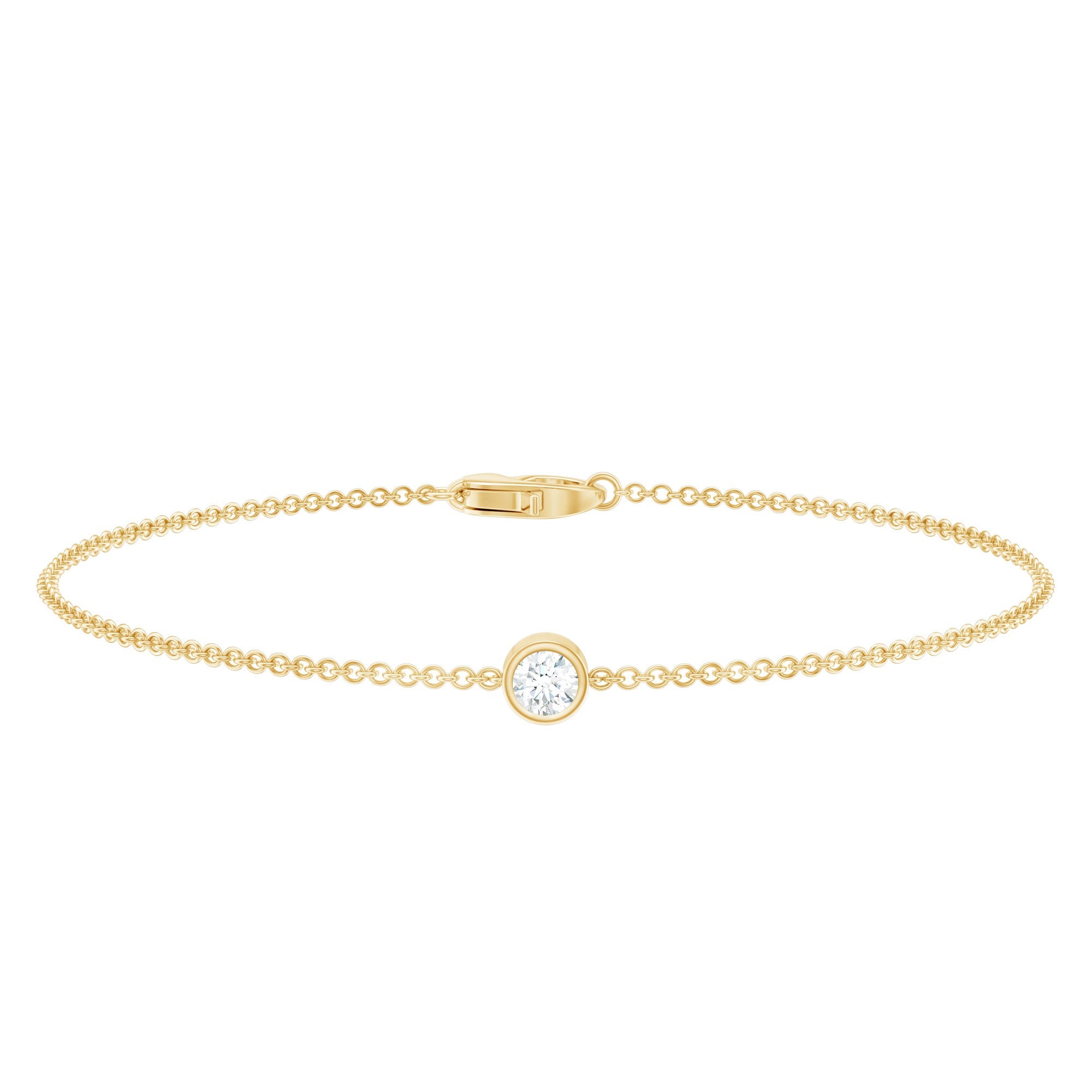 Diamond Chain Bracelet - Certified Bezel Setting Solitaire Round Diamond Jewelry