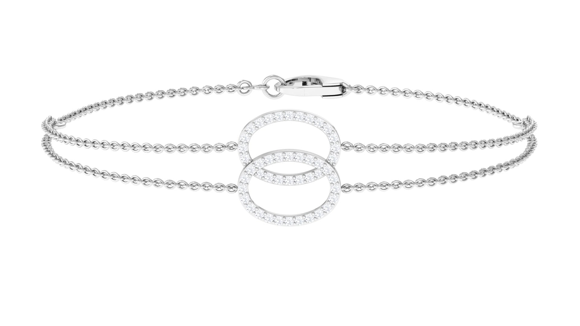 Diamond Eternity Bracelet – Double Chain Open Circle Bracelet for Women
