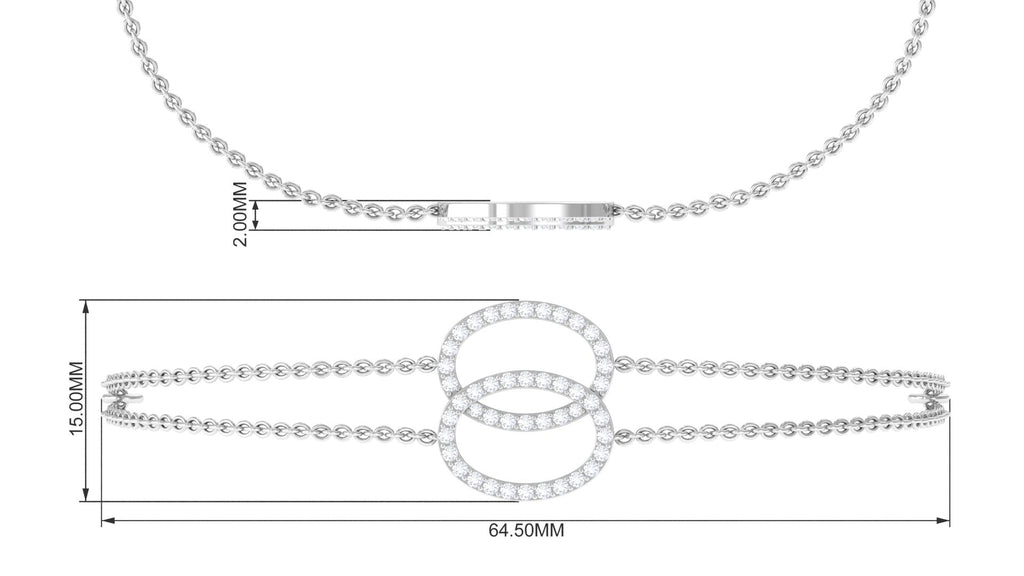 Diamond Eternity Bracelet – Double Chain Open Circle Bracelet for Women