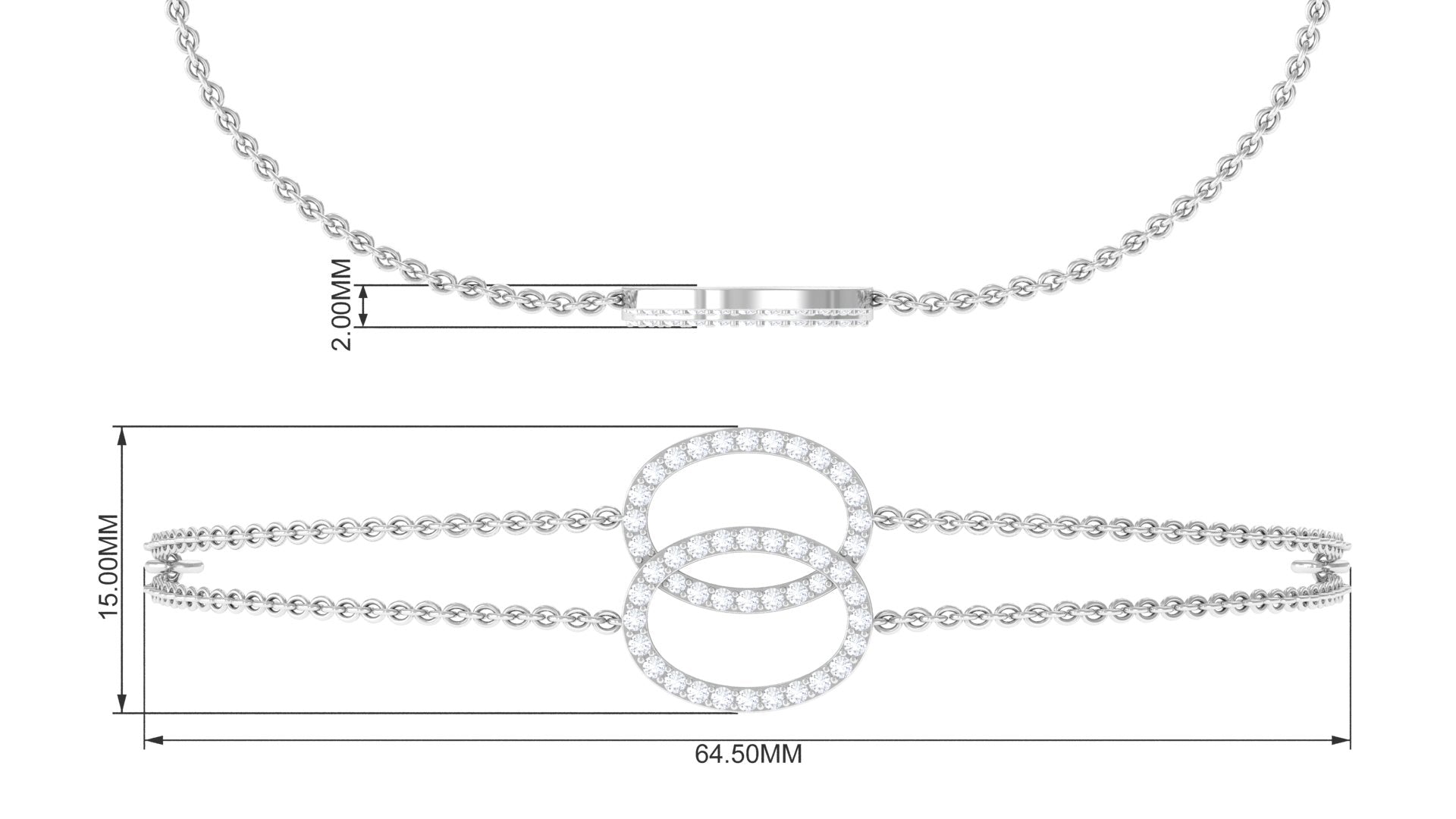 Diamond Eternity Bracelet – Double Chain Open Circle Bracelet for Women
