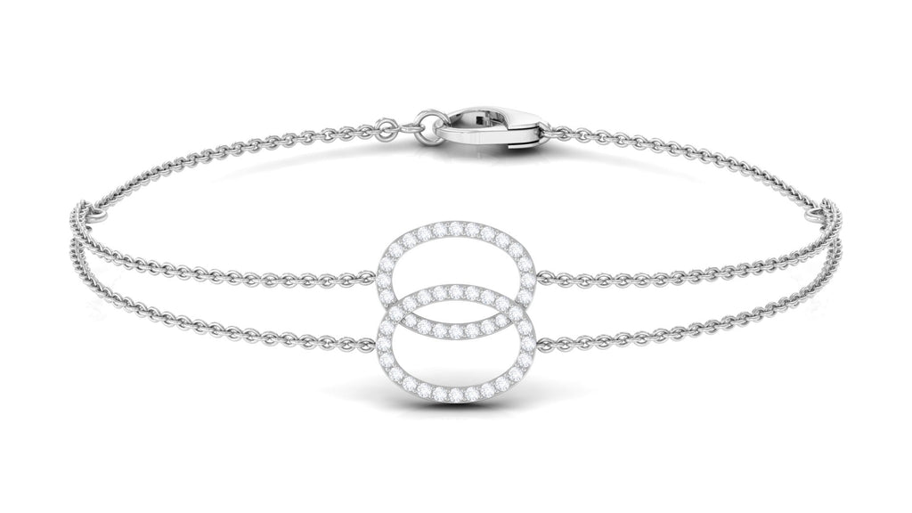 Diamond Eternity Bracelet – Double Chain Open Circle Bracelet for Women