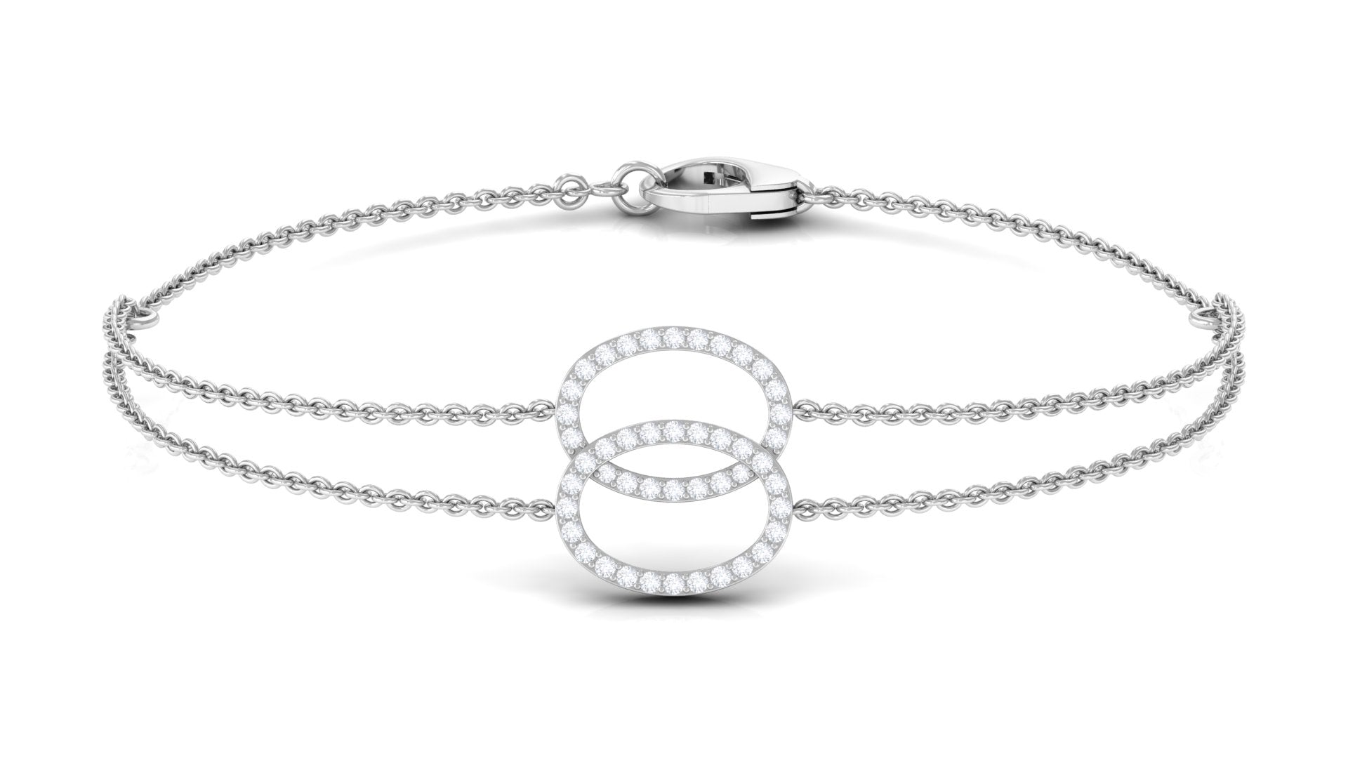 Diamond Eternity Bracelet – Double Chain Open Circle Bracelet for Women