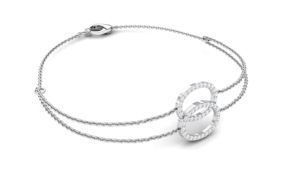 Diamond Eternity Bracelet – Double Chain Open Circle Bracelet for Women
