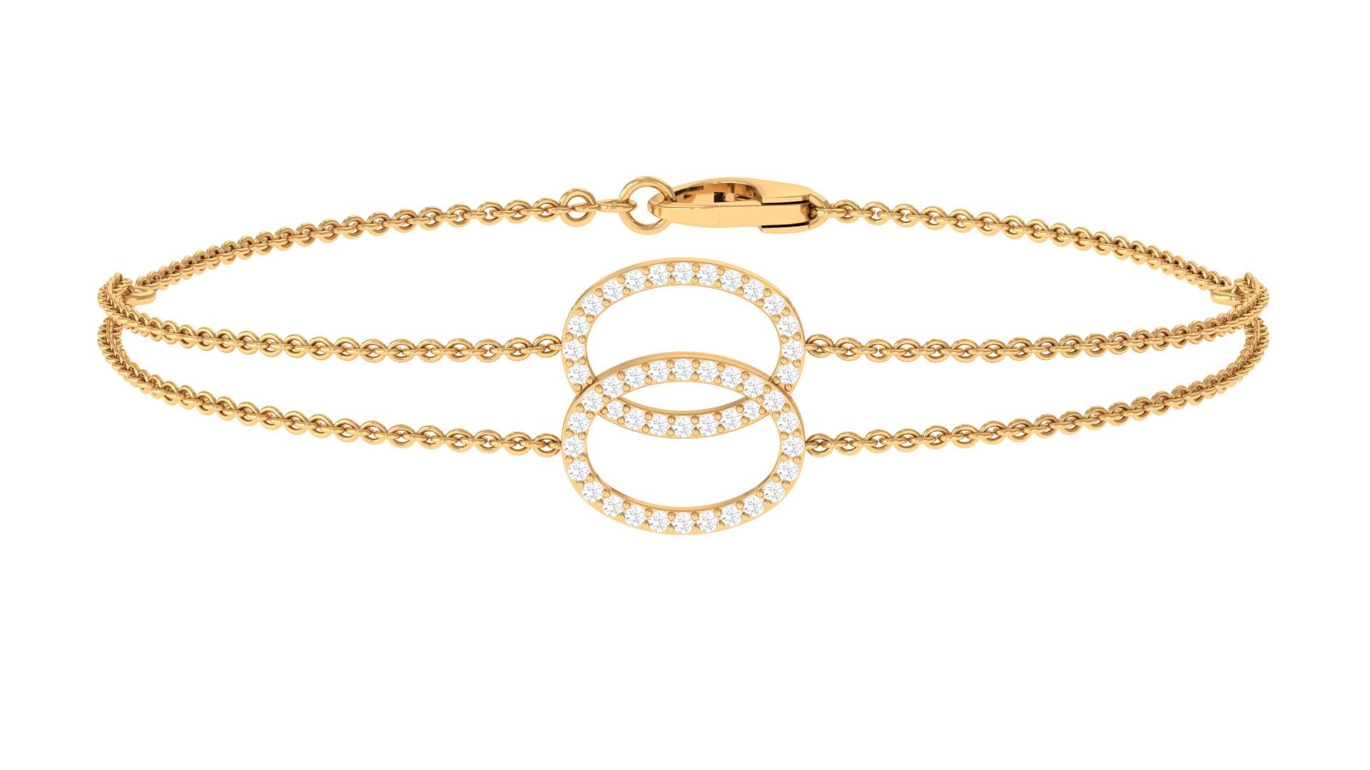 Diamond Eternity Bracelet – Double Chain Open Circle Bracelet for Women