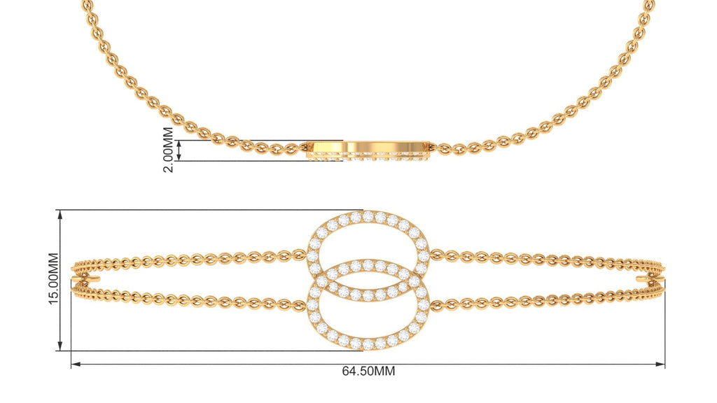 Diamond Eternity Bracelet – Double Chain Open Circle Bracelet for Women