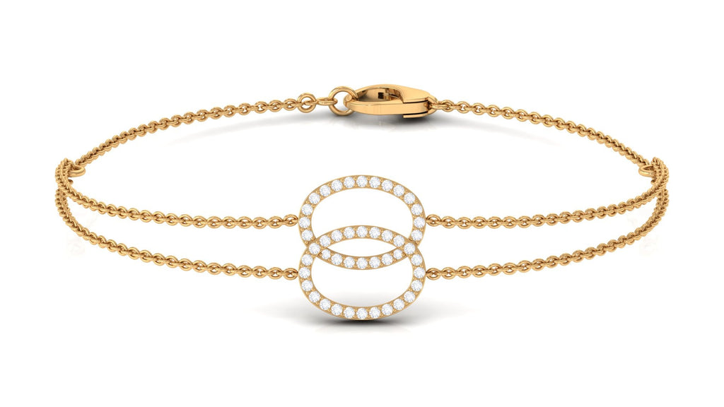 Diamond Eternity Bracelet – Double Chain Open Circle Bracelet for Women
