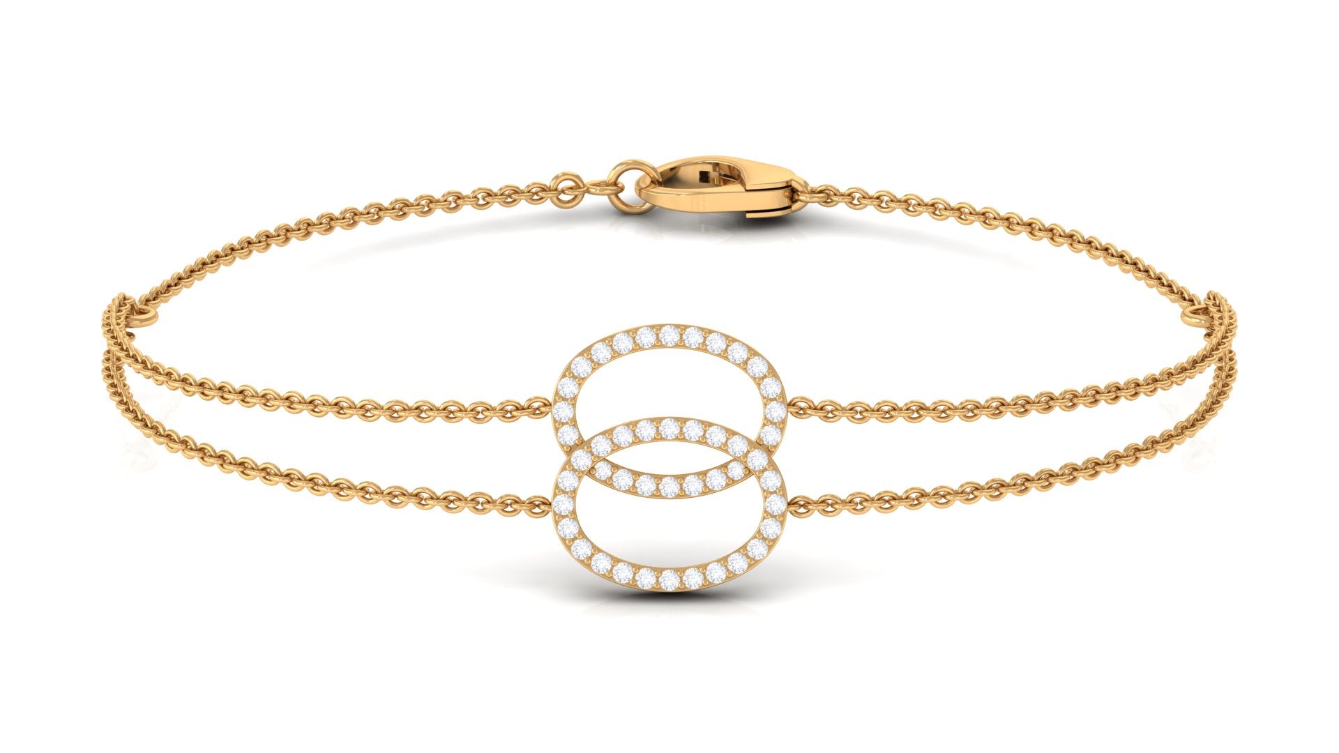 Diamond Eternity Bracelet – Double Chain Open Circle Bracelet for Women