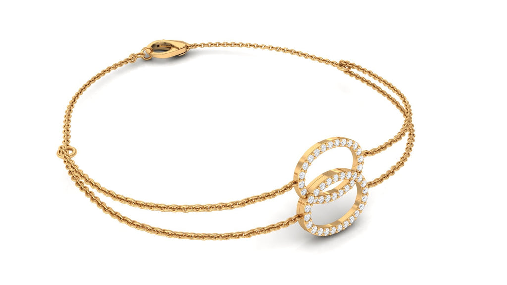 Diamond Eternity Bracelet – Double Chain Open Circle Bracelet for Women