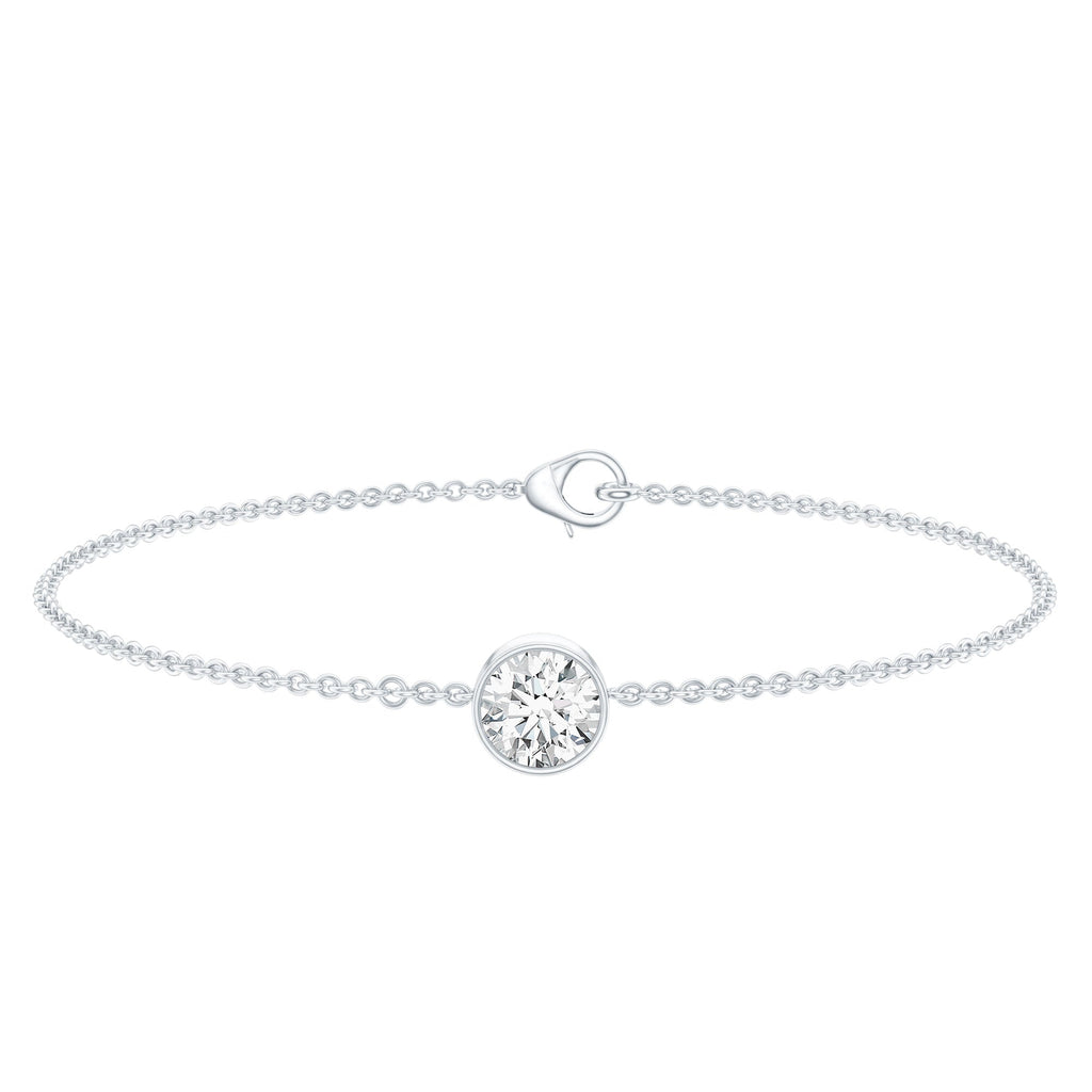 CZ Diamond Bracelet - Bezel Set Solitaire Chain 1.3 Carat White Gold Plated