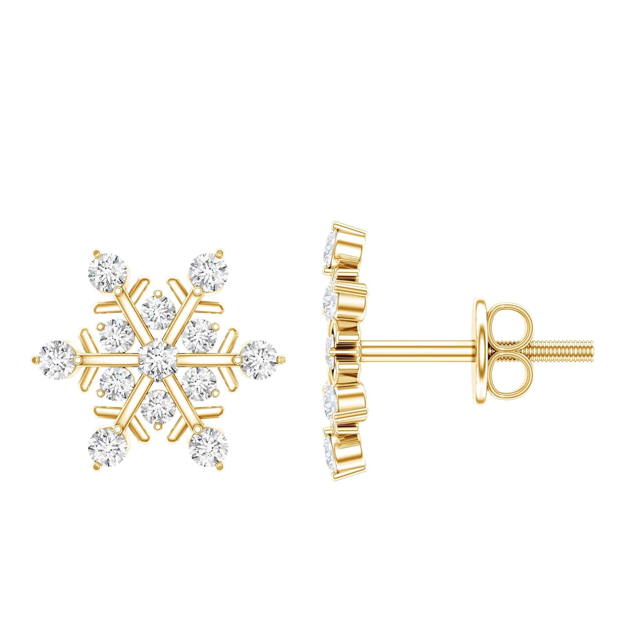 Moissanite Snowflake Stud Earrings for Her
