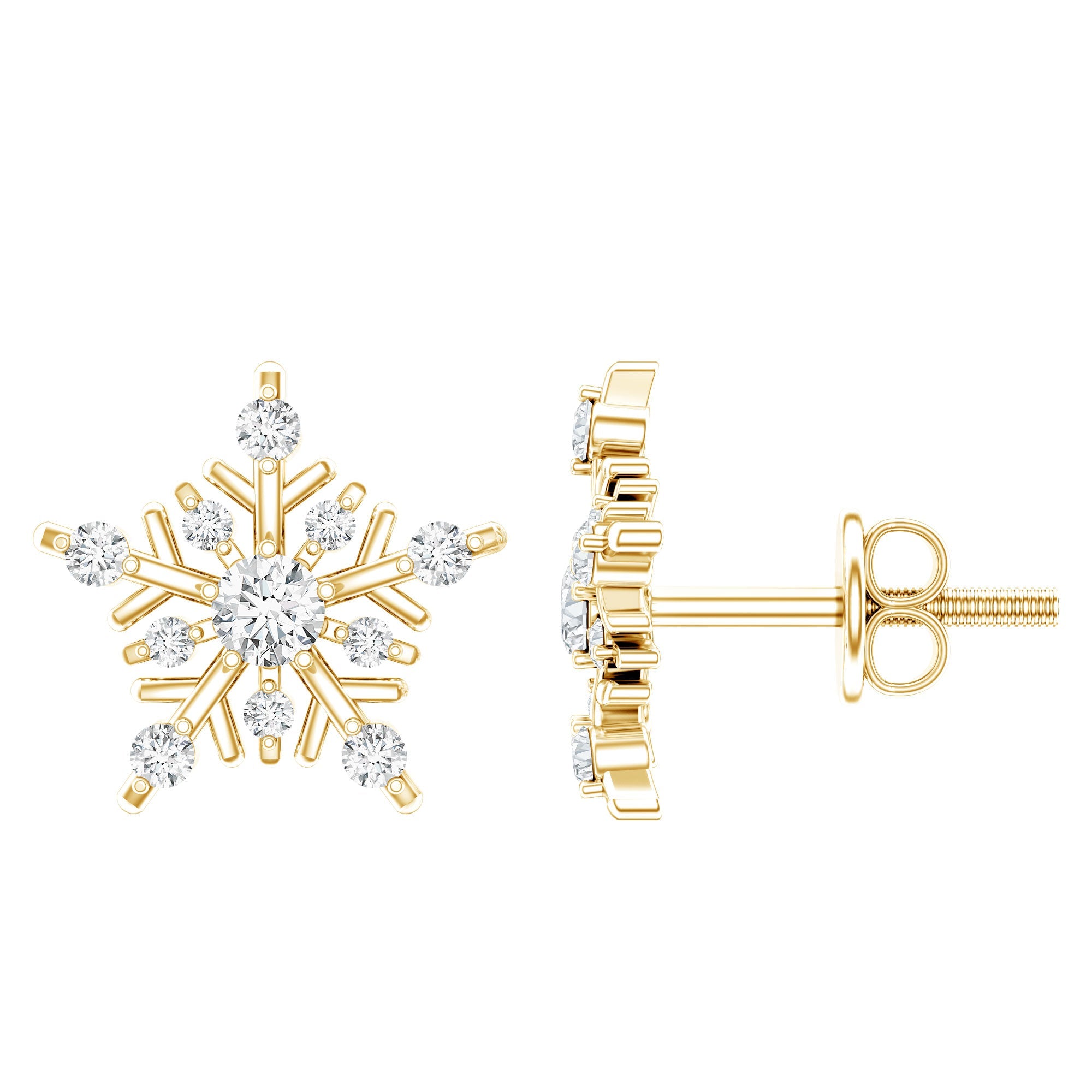 Certified Moissanite Snowflake Stud Earrings for Women