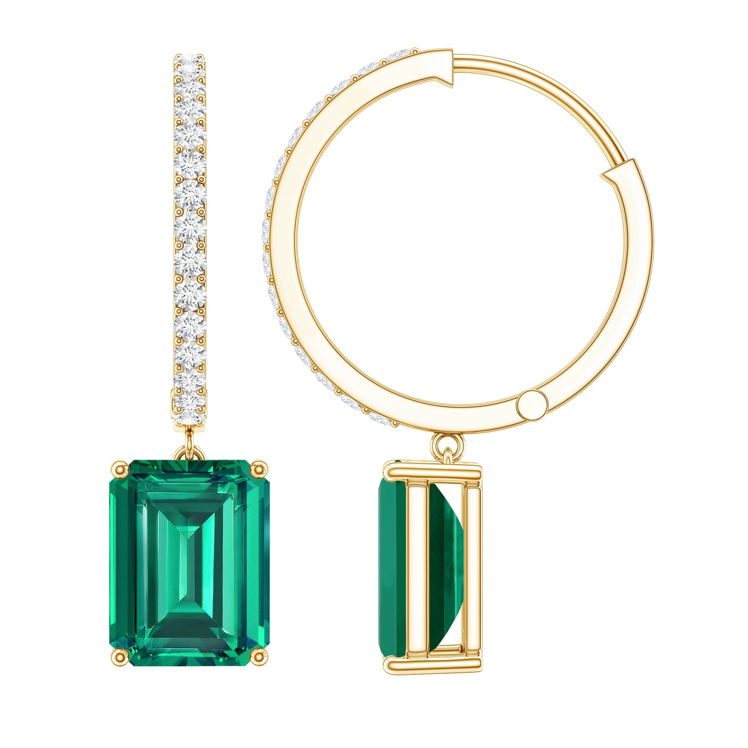 Lab Grown Emerald Earrings – Emerald Hoop Diamond Dangle Jewelry 4.6 CT