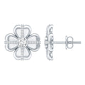 Lab Grown Diamond Flower Stud Earrings With Screw Back