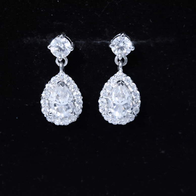 Lab 1.3 Carat Pear Shaped Diamond Bridal Drop Earrings