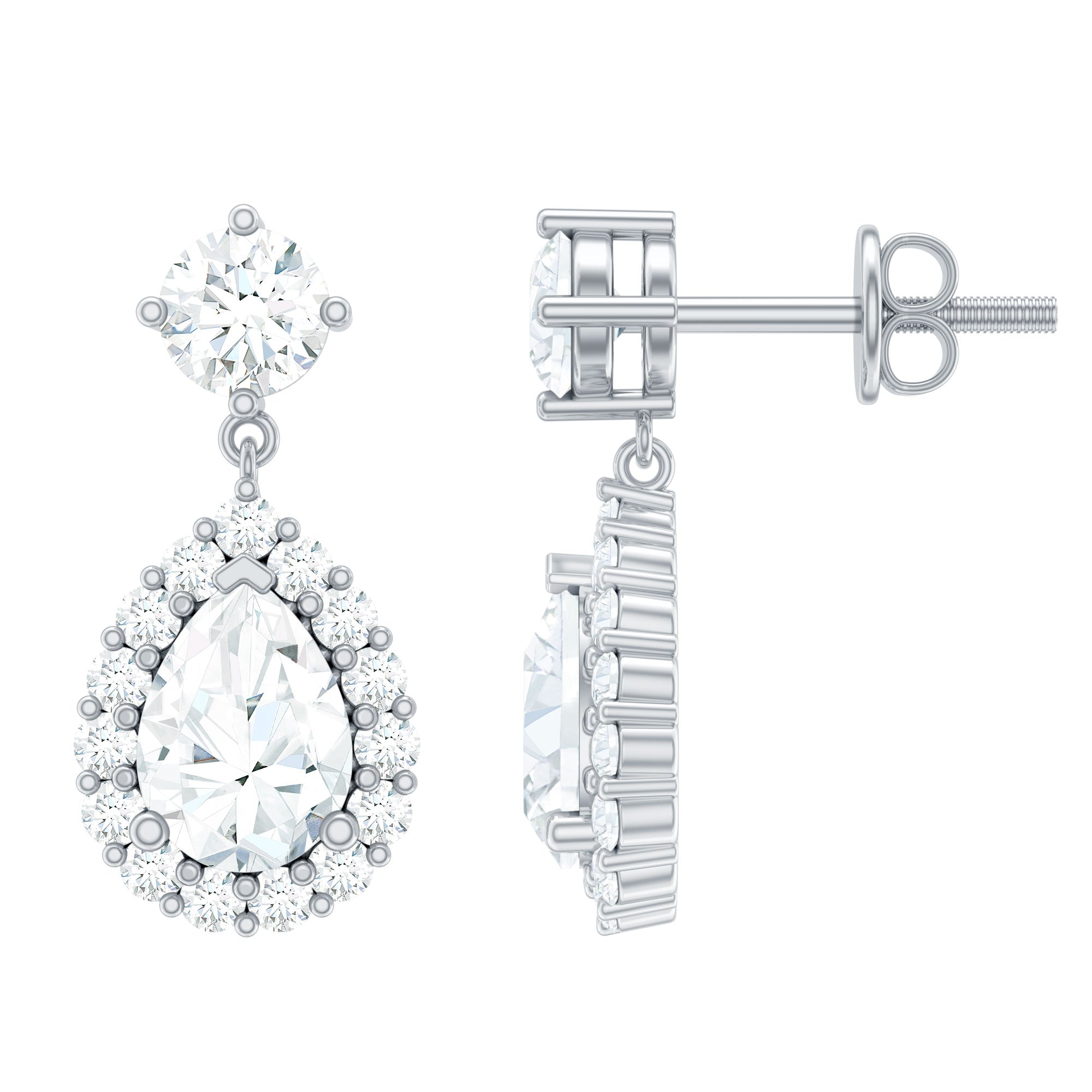 Lab 1.3 Carat Pear Shaped Diamond Bridal Drop Earrings