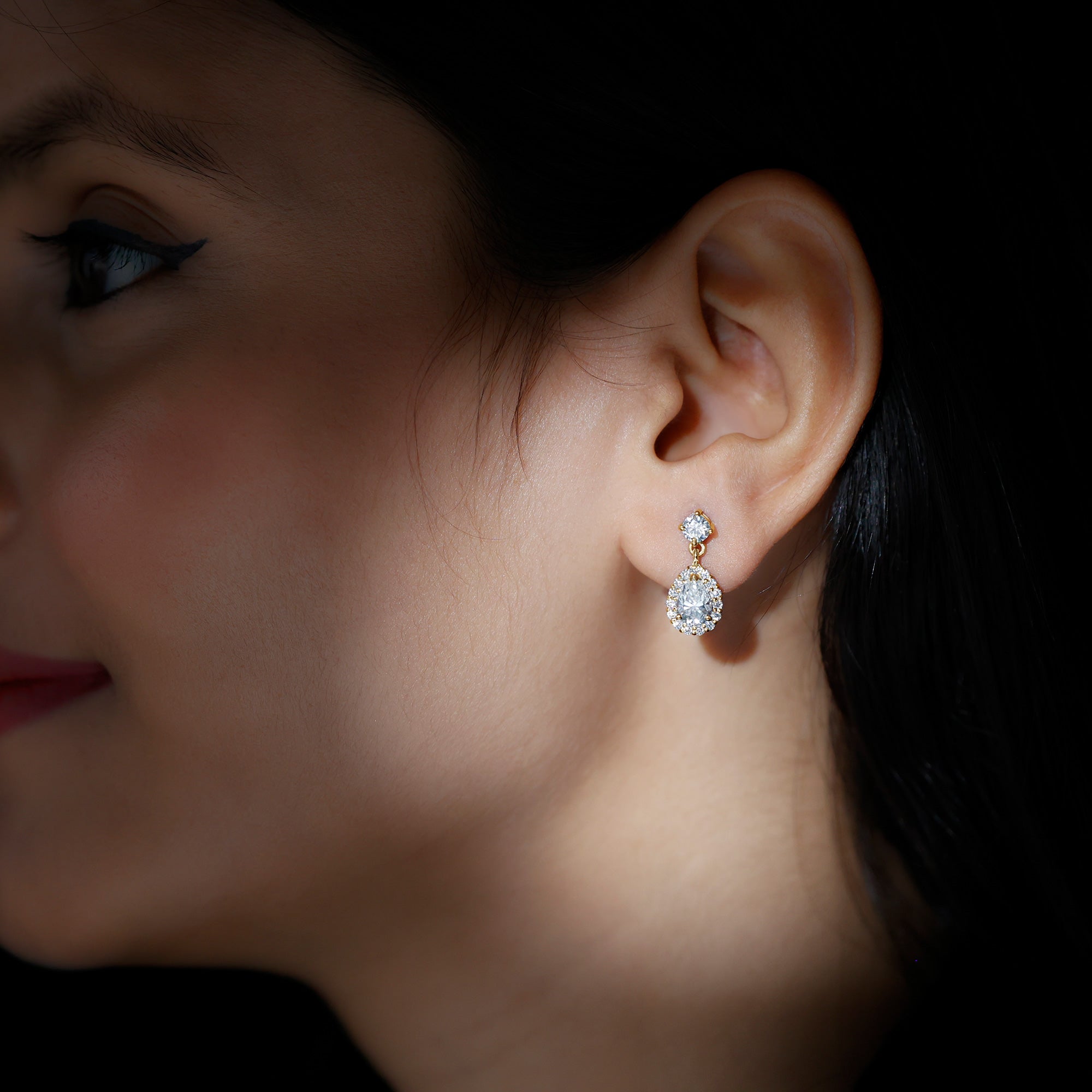 Lab 1.3 Carat Pear Shaped Diamond Bridal Drop Earrings