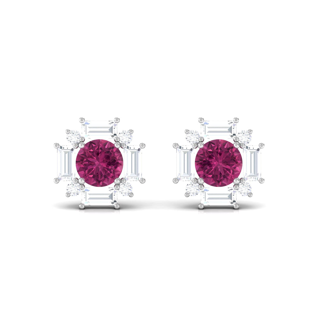 0.4 CT Pink Tourmaline and Diamond Halo Stud Earrings