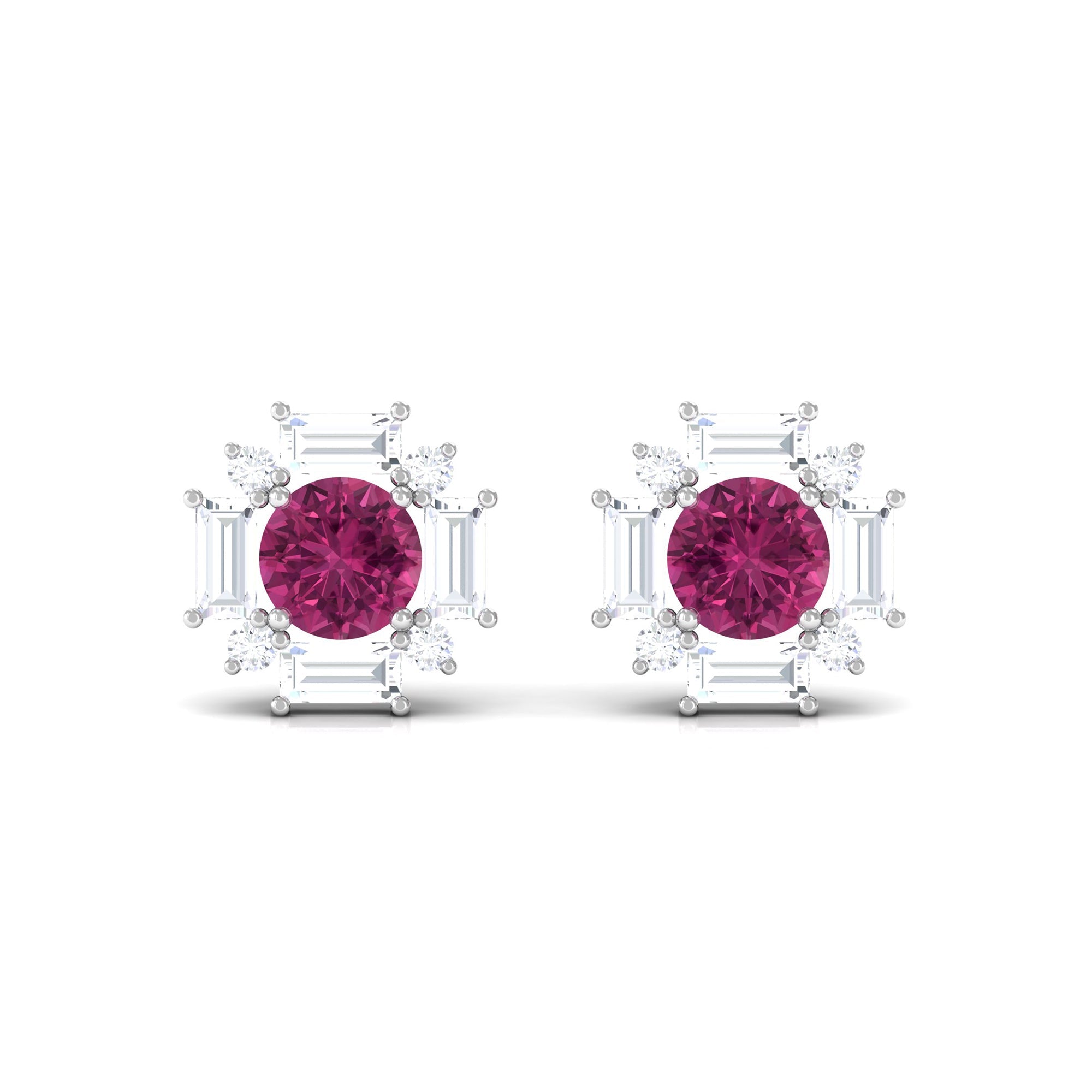 0.4 CT Pink Tourmaline and Diamond Halo Stud Earrings