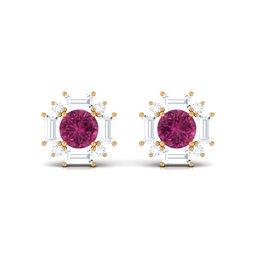 0.4 CT Pink Tourmaline and Diamond Halo Stud Earrings