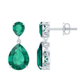 Lab Grown Emerald Earrings – Pear Shaped Dangle Drop Statement Bridal Jewelry