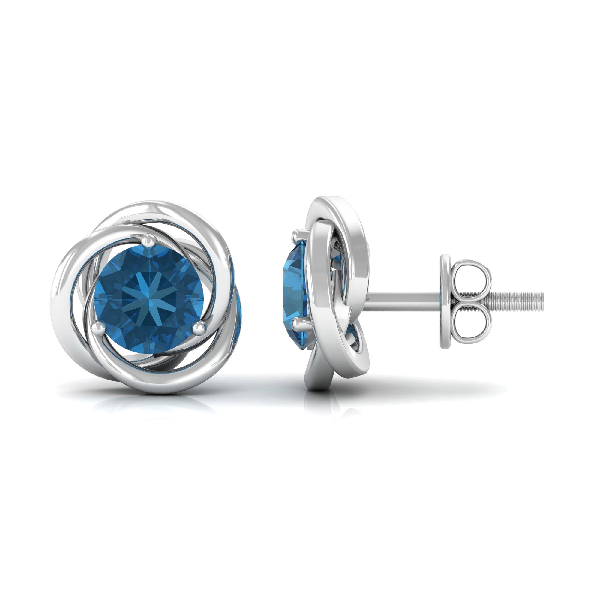1.2 Carat London Blue Topaz Swirl Stud Earrings for Women