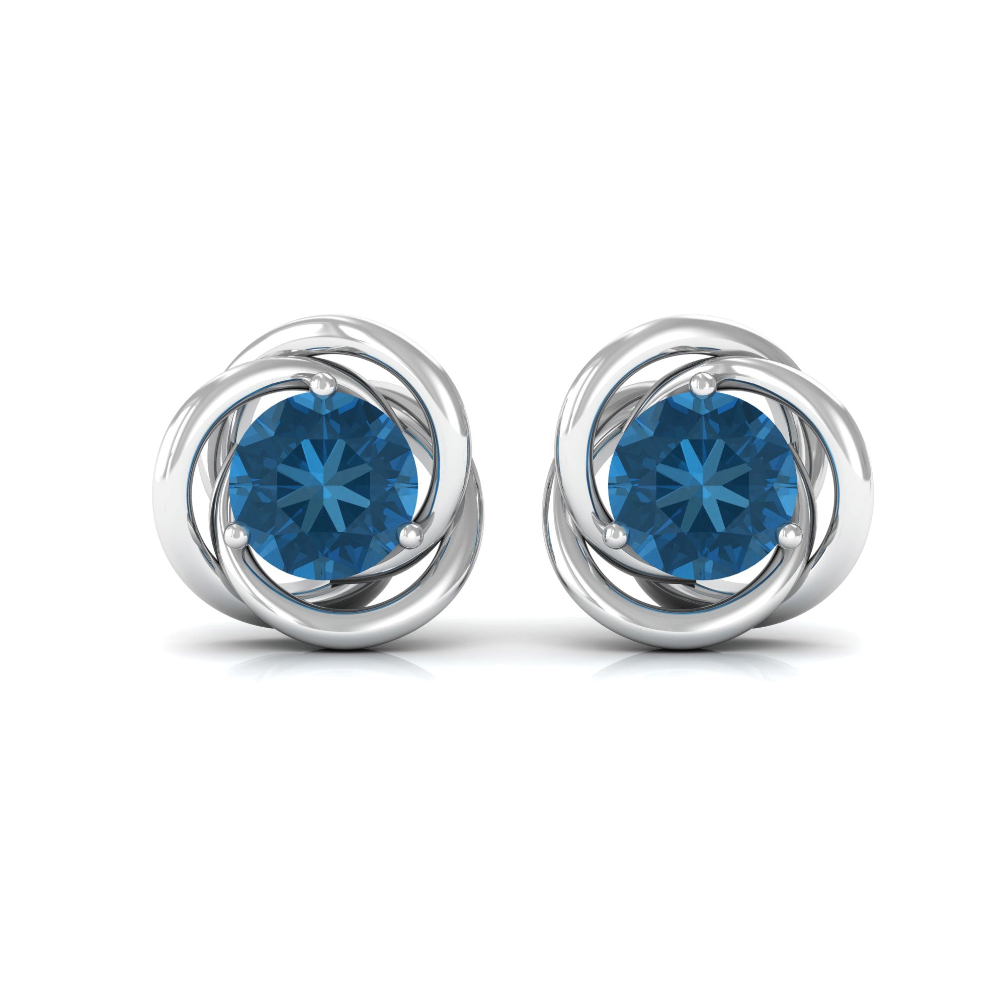 1.2 Carat London Blue Topaz Swirl Stud Earrings for Women